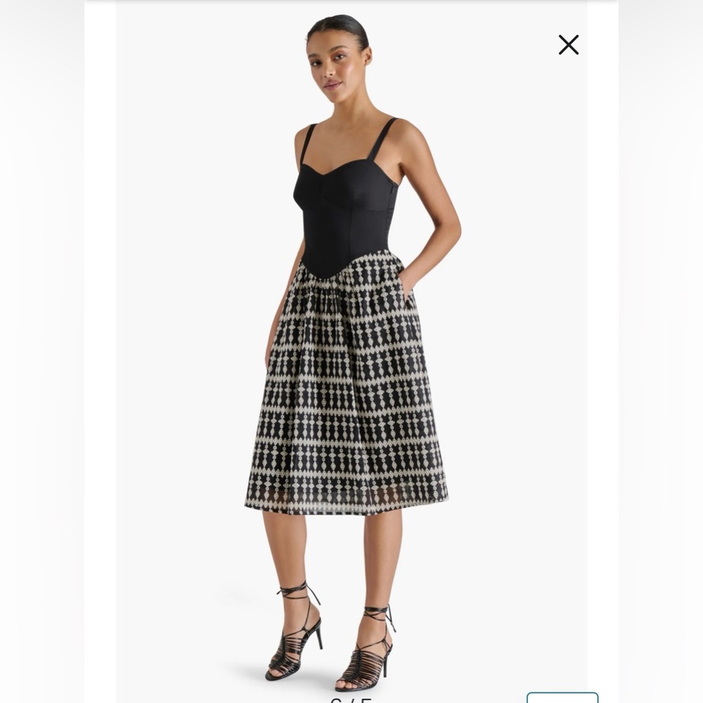 NWT Steve Madden Aster Embroidery eyelet Stretch cotton fit flare midi dress